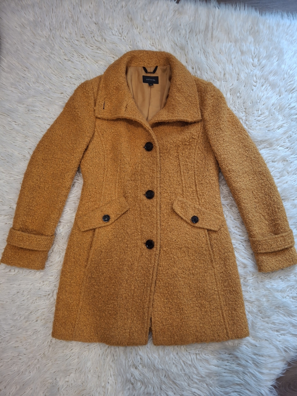 Woolrich Women's Mustard Bouclé Coat Size S